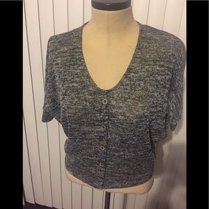 Poetry Tops - Medium black/white marled top w/ short sleeves Poetry Tops - Medium black/white marled top w/ short sleeves